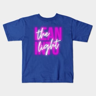 Lean into the Light original popart design neon logo Kids T-Shirt